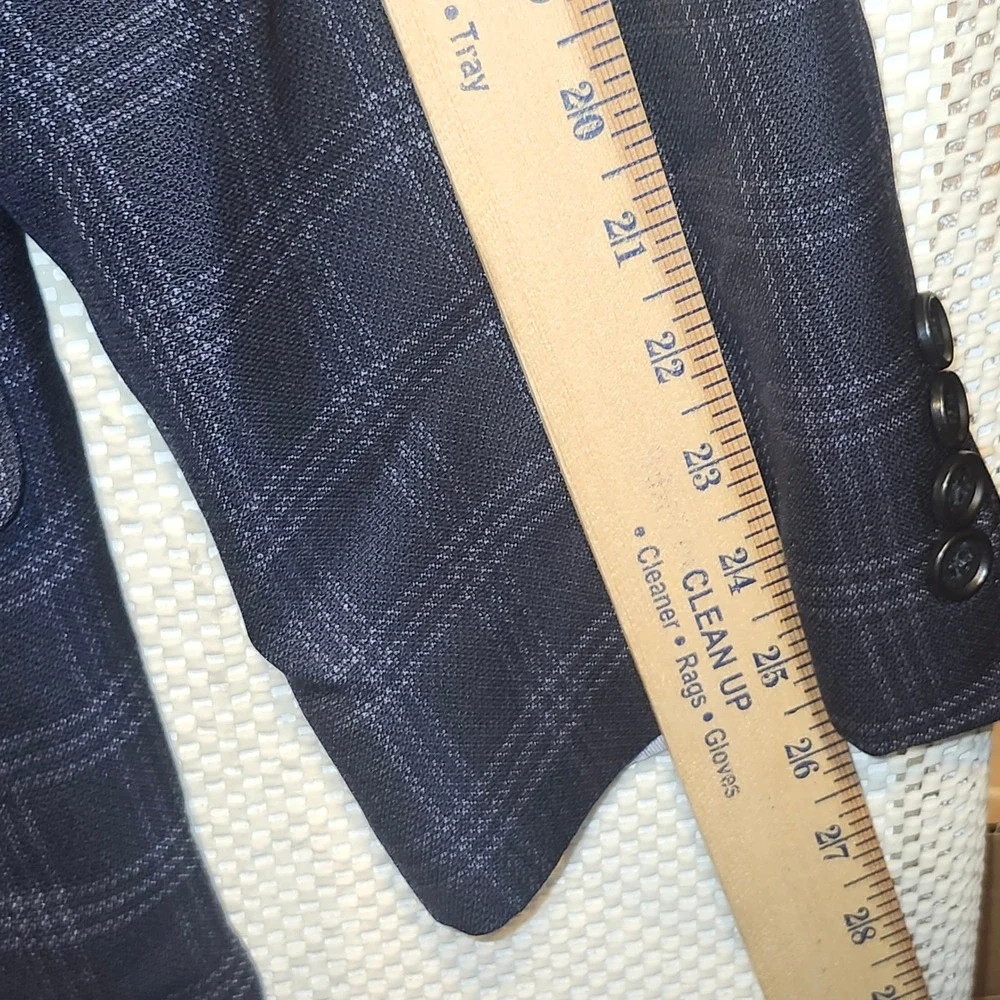 Jos. A. Bank Reserve‎ Mens 48 Long Silk Wool Navy Blue Plaid Blazer Sport Coat